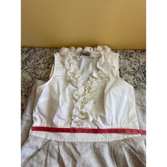 Loft Womens Dress Size 12 White Silver Sleeveless Ruffle Neck Textured Skirt Y2K - Picture 9 of 11